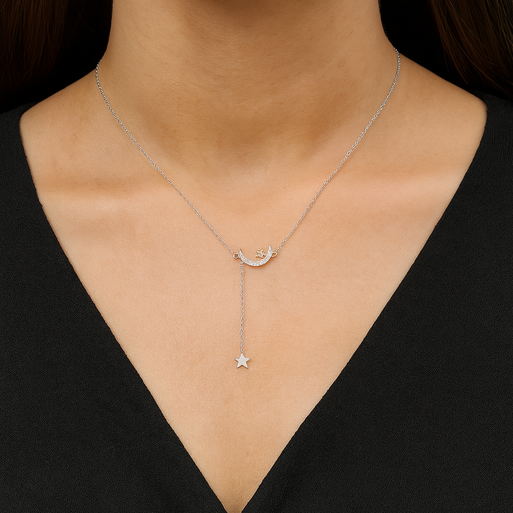 Moon Star Silver Necklace