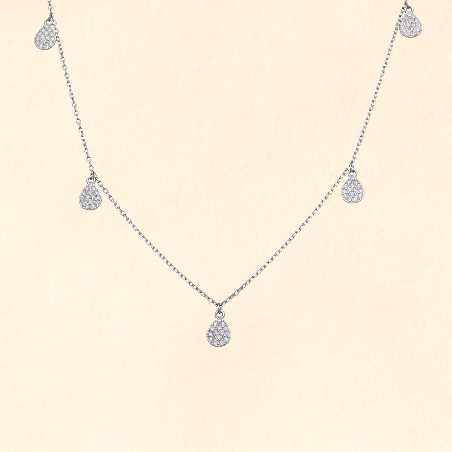 Teardrop Charm Silver Necklace