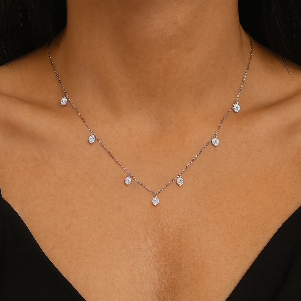 Drop Charm Silver Necklace