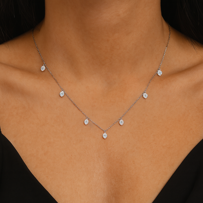 Drop Charm Silver Necklace