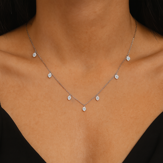 Drop Charm Silver Necklace