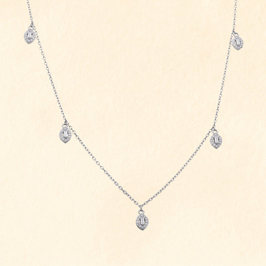 Drop Charm Silver Necklace