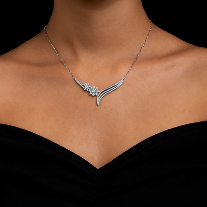 Floral Sparkle Silver Necklace