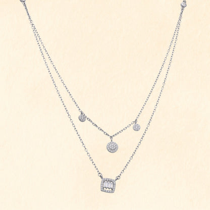 Layered Charm Silver Necklace