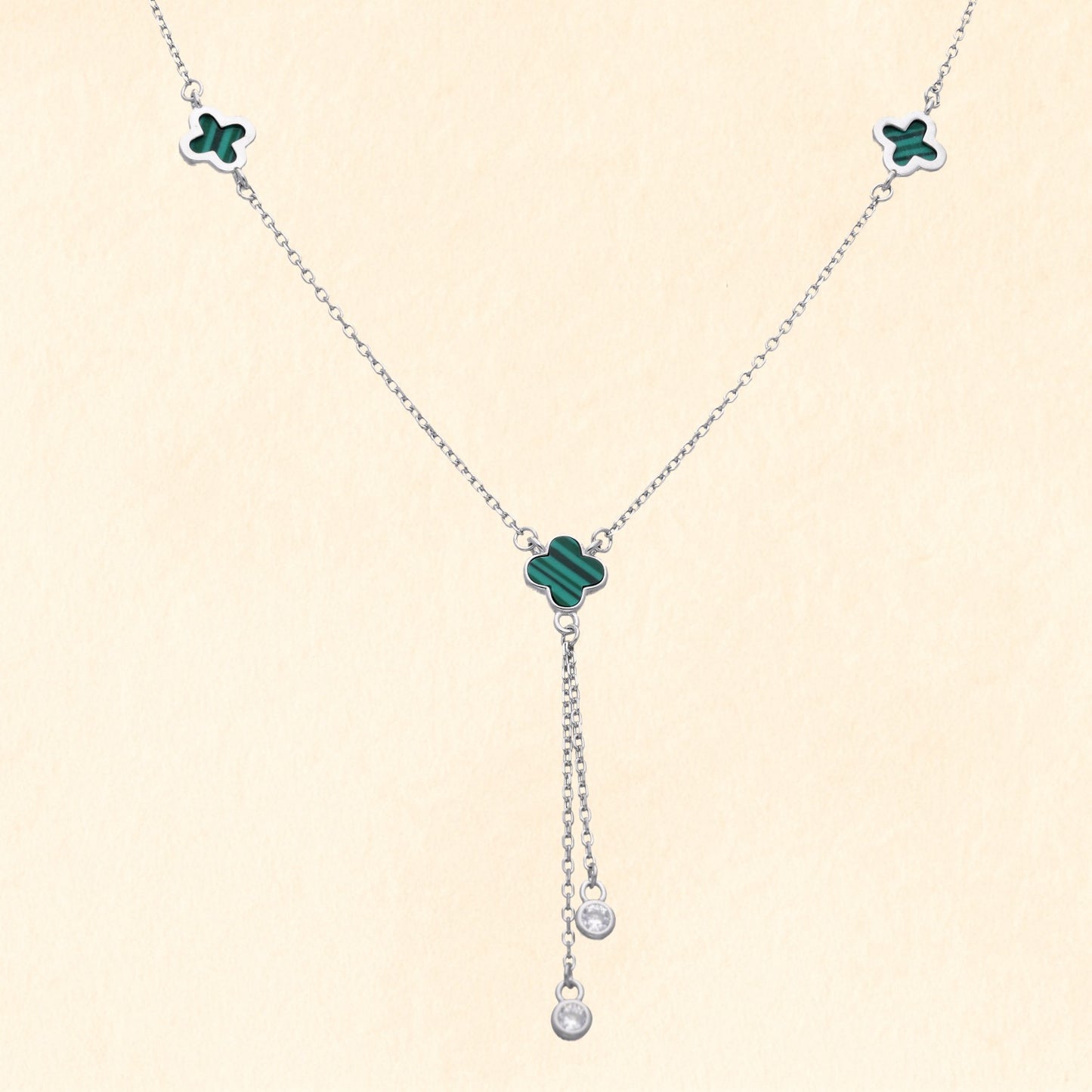 Green Clover Silver Necklace