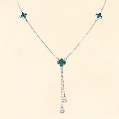 Green Clover Silver Necklace