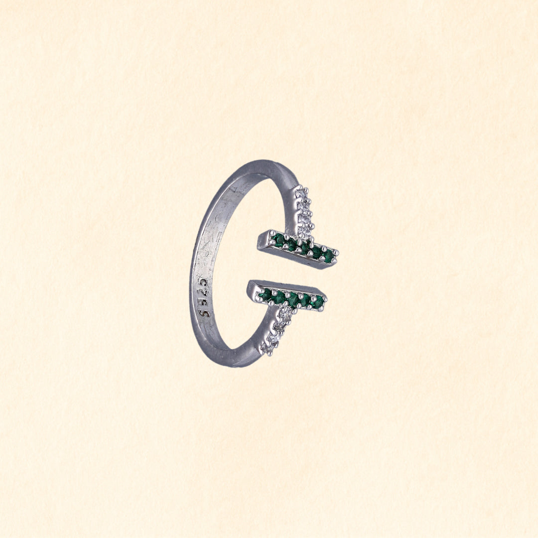Green Stone Twin Bar Toe Ring