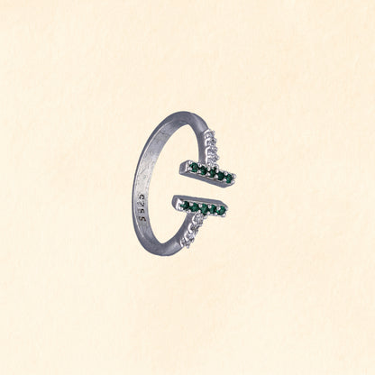 Green Stone Twin Bar Toe Ring