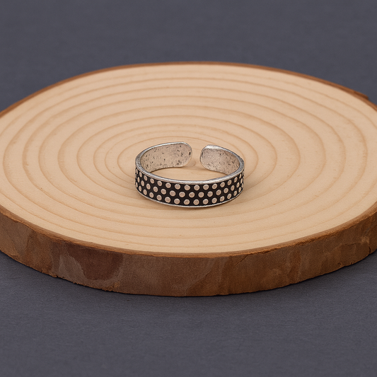 Oxidised Dotted Silver Toe Ring