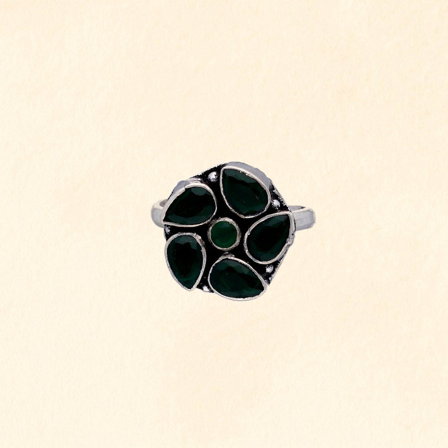 Green Floral Stone Toe Ring