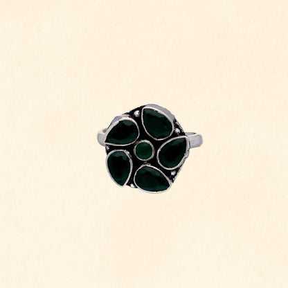 Green Floral Stone Toe Ring