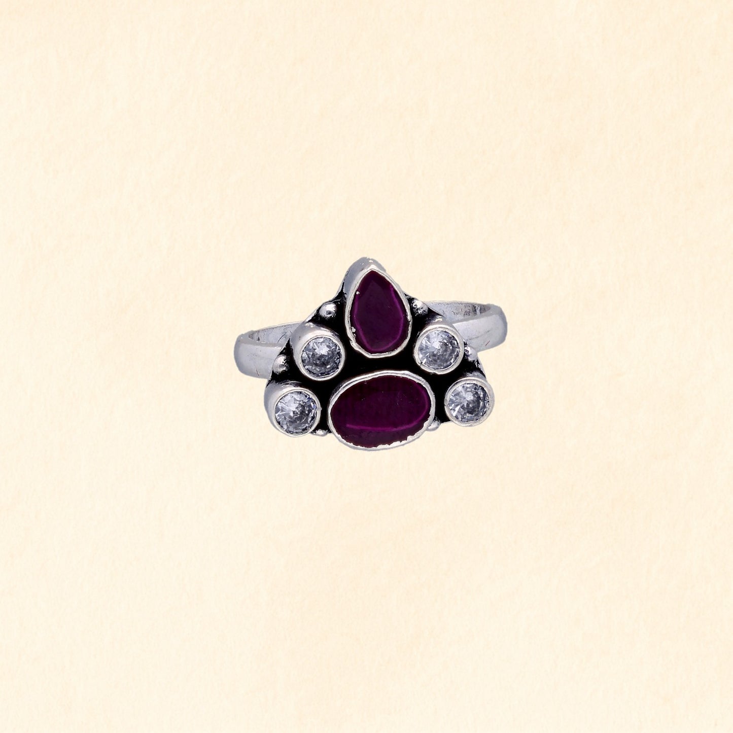 Ruby Stone Silver Toe Ring