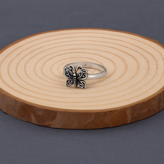 Butterfly Design Silver Toe Ring