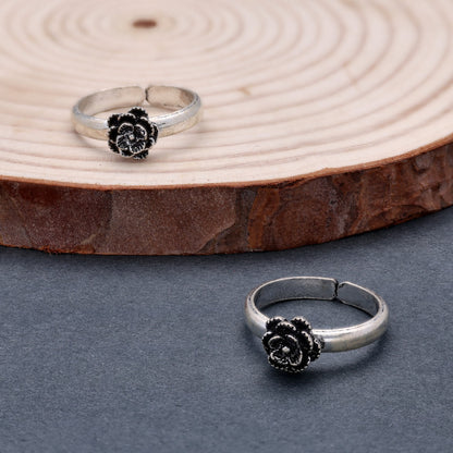 Rose Bloom Silver Toe Ring