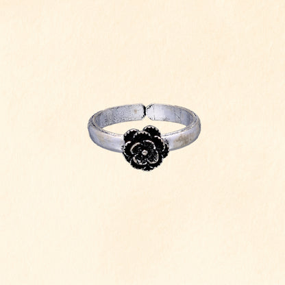 Rose Bloom Silver Toe Ring