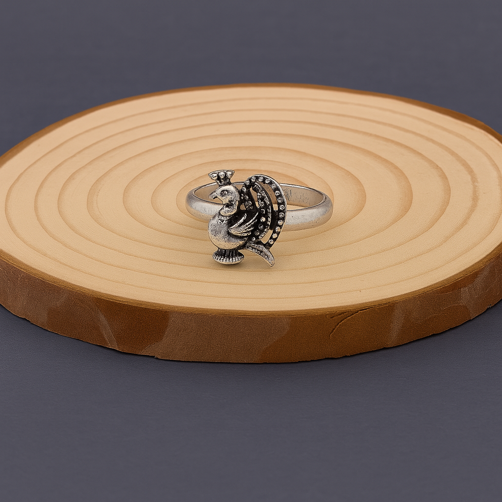 Peacock Design Silver Toe Ring