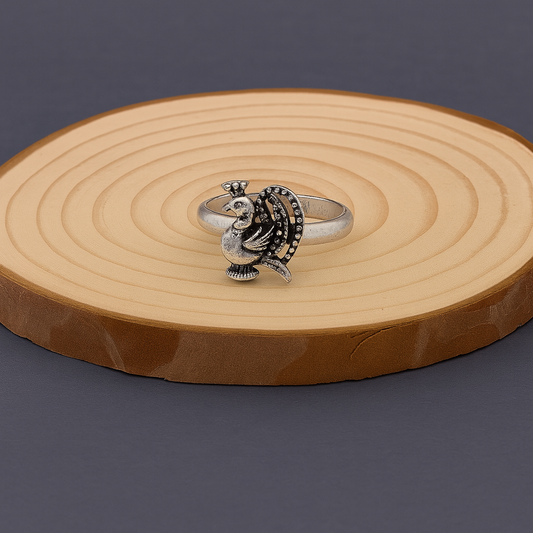 Peacock Design Silver Toe Ring