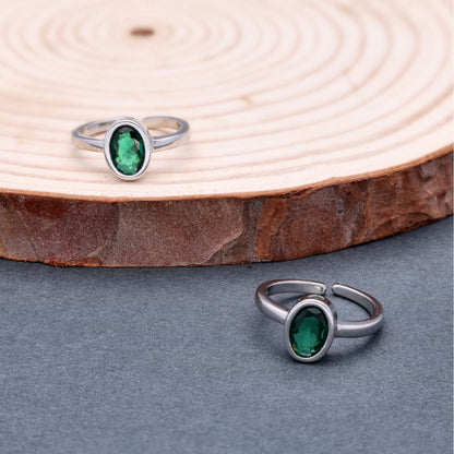 Green Oval Gem Toe Ring