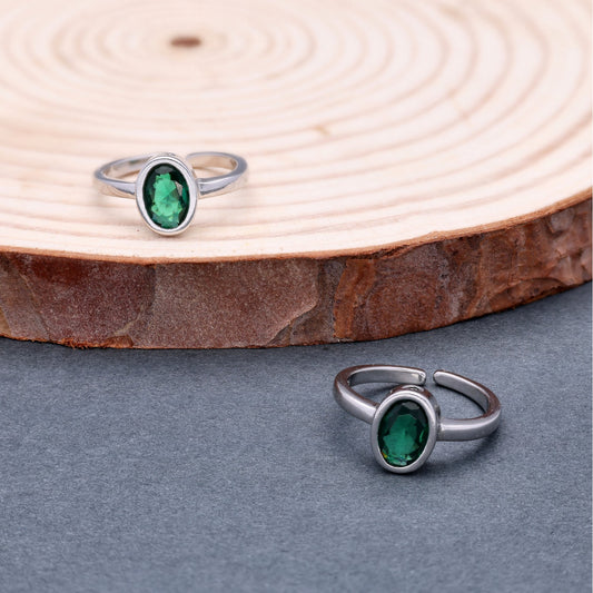 Green Oval Gem Toe Ring