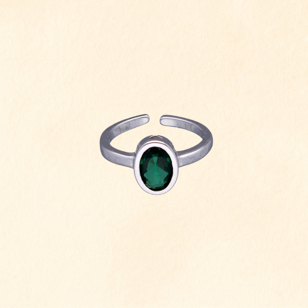 Green Oval Gem Toe Ring