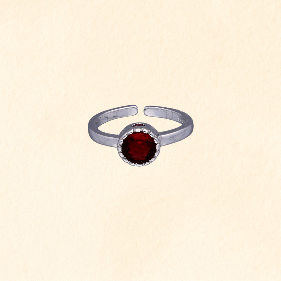 Adjustable Toe Ring with Red Stone
