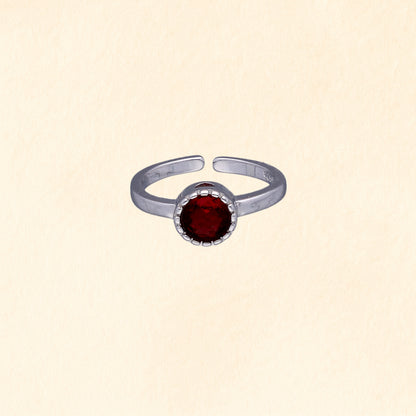 Adjustable Toe Ring with Red Stone