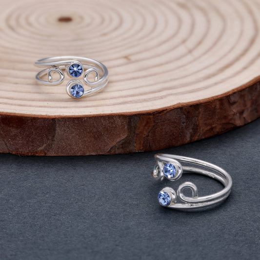 Triple Swirl Stone Toe Ring