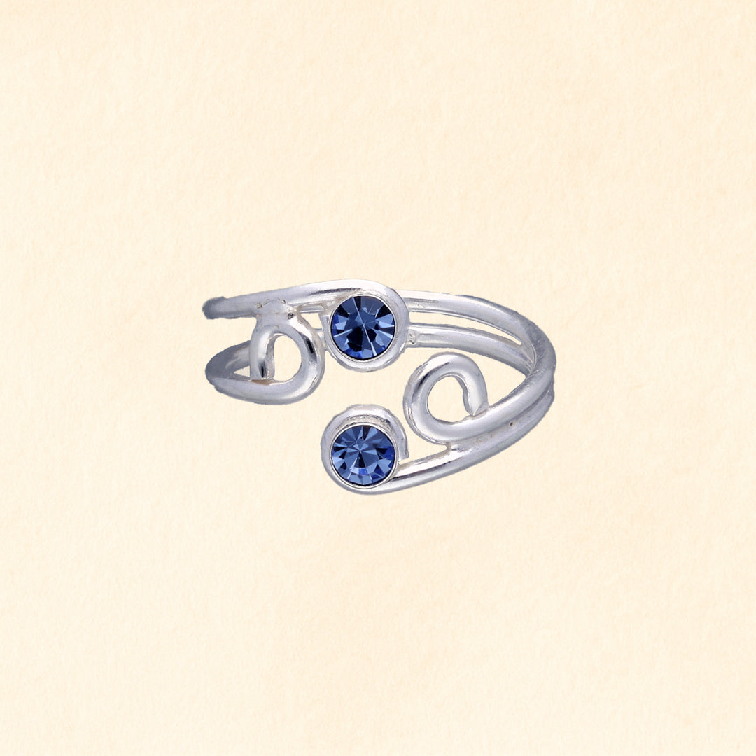 Triple Swirl Stone Toe Ring