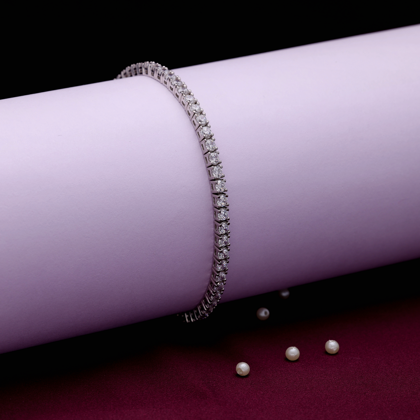 Rose Gold Stripe Enamel Bangle