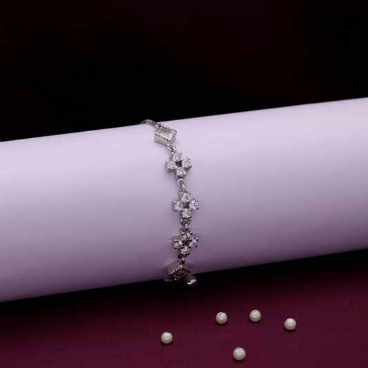 Black Strap Heart CZ Bracelet