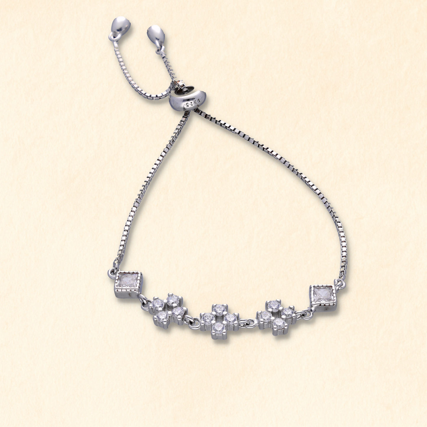 Black Strap Heart CZ Bracelet