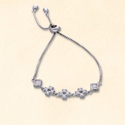 Black Strap Heart CZ Bracelet