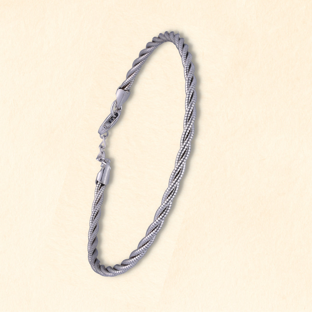 Matte Silver Modern Twist Bracelet