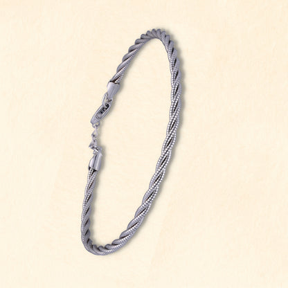 Matte Silver Modern Twist Bracelet