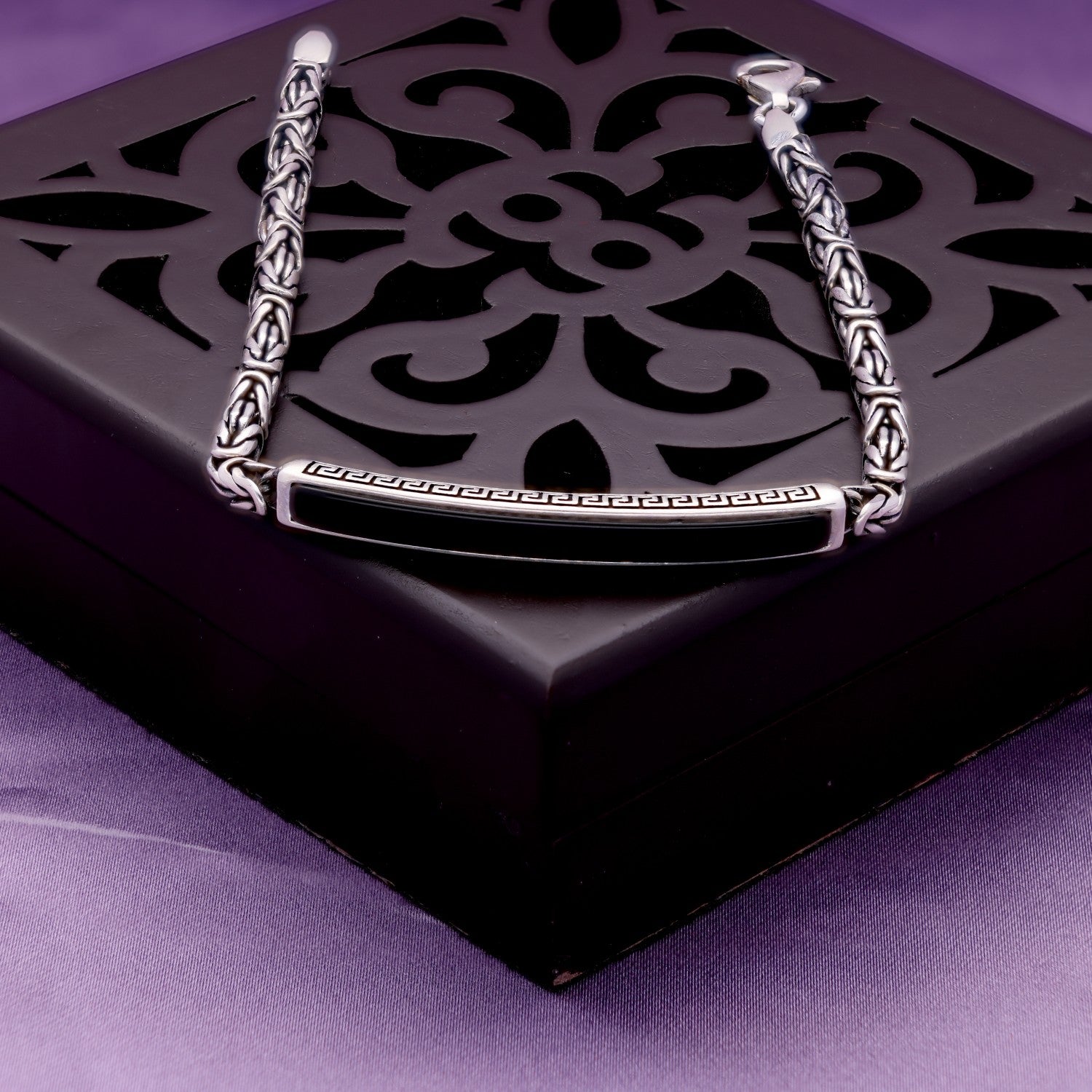 Hammered Link Silver Bracelet