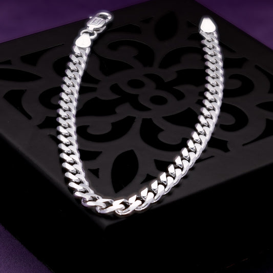 Bold Curb Link 92.5 Silver Men's Bracelet