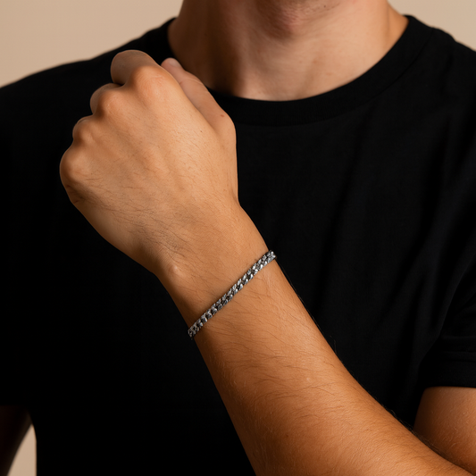 Bold Curb Link 92.5 Silver Men's Bracelet