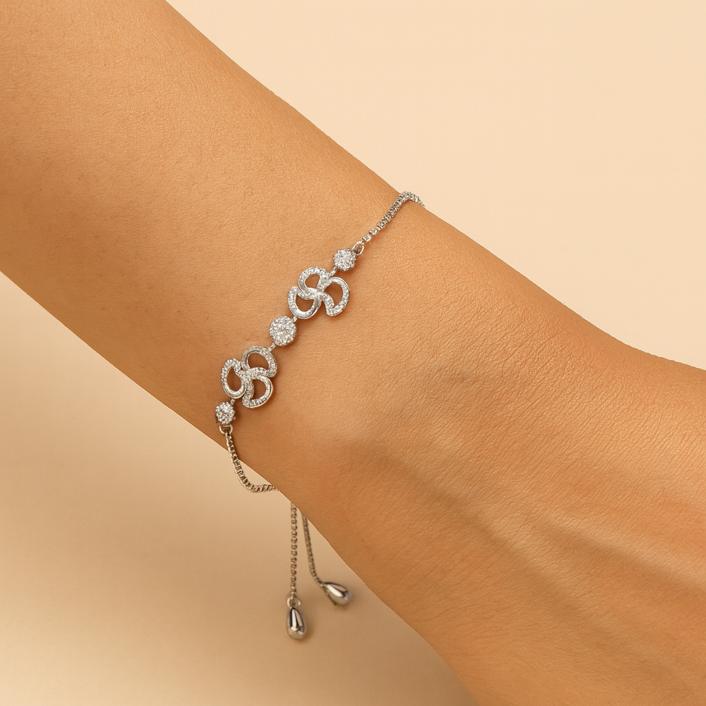 Wave Pattern CZ Designer Bracelet