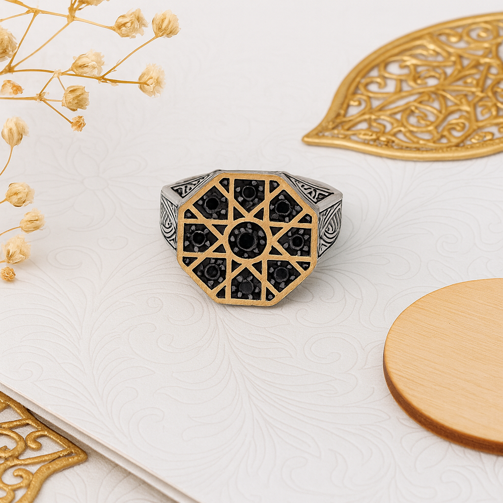 Octagon Star Shield Ring