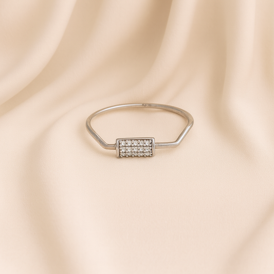 Silver Zircon Rectangle Finger Ring