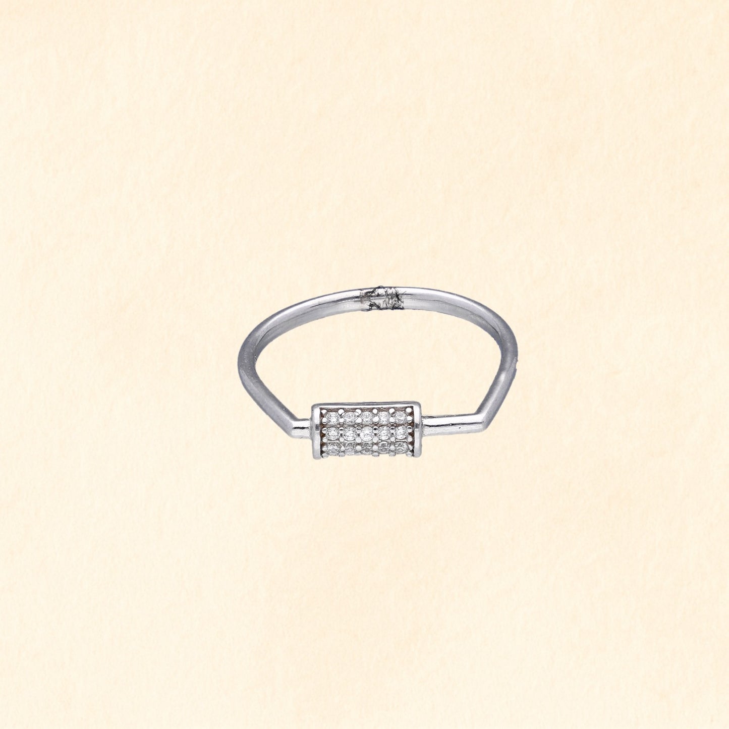 Silver Zircon Rectangle Finger Ring