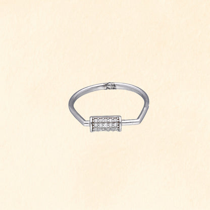 Silver Zircon Rectangle Finger Ring