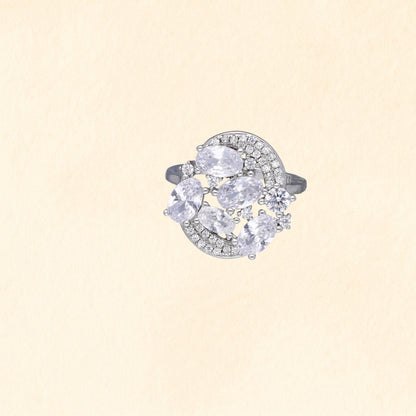 Silver Zircon Cluster Finger Ring
