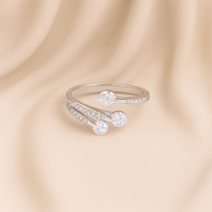 Silver Zircon Wrap Finger Ring