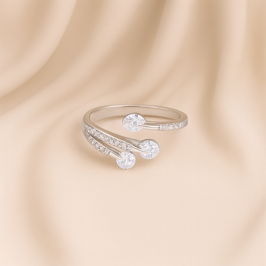 Silver Zircon Wrap Finger Ring