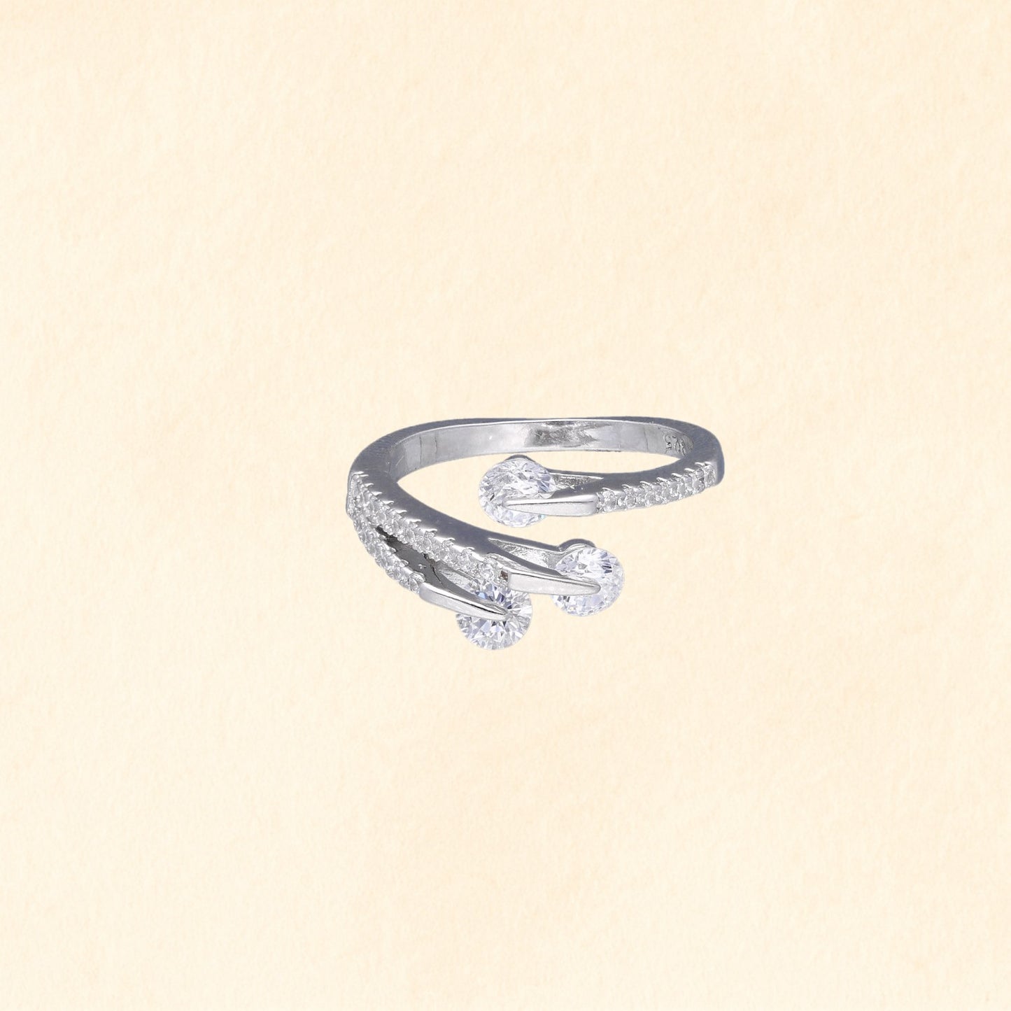 Silver Zircon Wrap Finger Ring