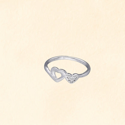 Double Heart Silver Finger Ring