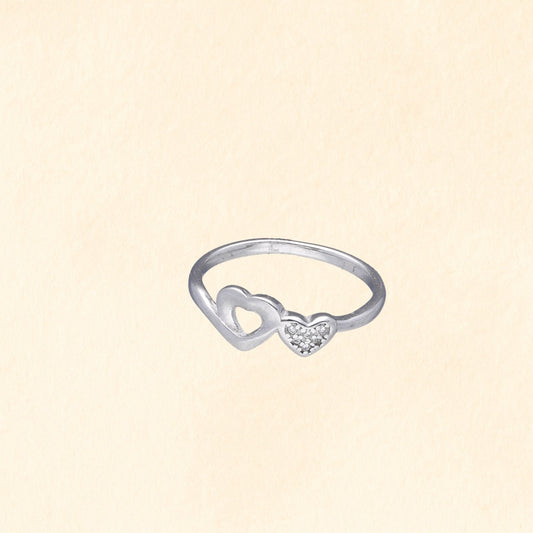 Double Heart Silver Finger Ring