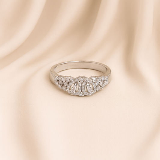 Silver Zircon Band Finger Ring