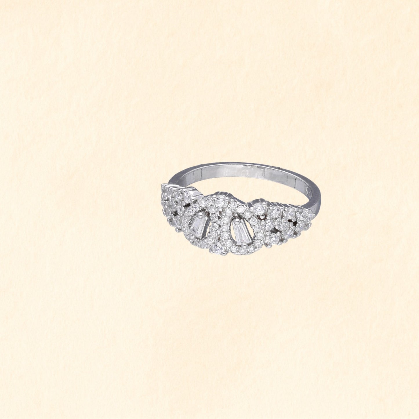 Silver Zircon Band Finger Ring